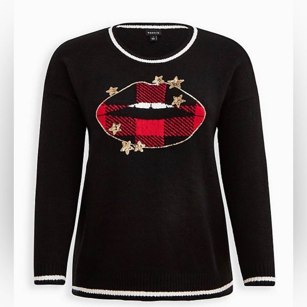 Torrid black star lips pullover size 1